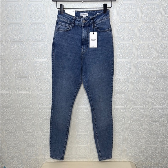Forever 21 Blue Skinny Jeans High-Waisted Tapered - Picture 2 of 11